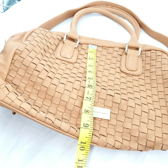 Cornelia Guest Womens Chestnut Braided Leather Convertible Handbag Purse - Picture 10 of 15